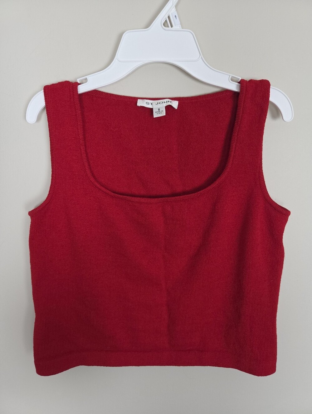 St. John Santana Knit Red Tank Top Womens Small Square Neck